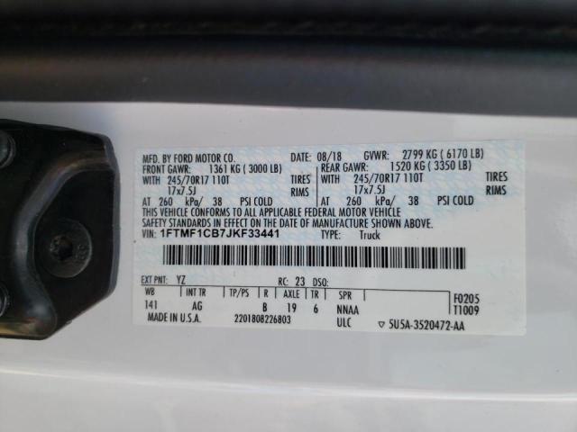 Photo 10 from auction – 2018 FORD F150 with VIN 1FTMF1CB7JKF33441