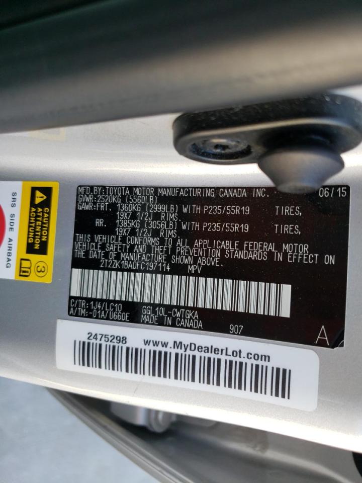 Foto 10 de la subasta – 2015 LEXUS RX 350 con VIN 2T2ZK1BA0FC197114