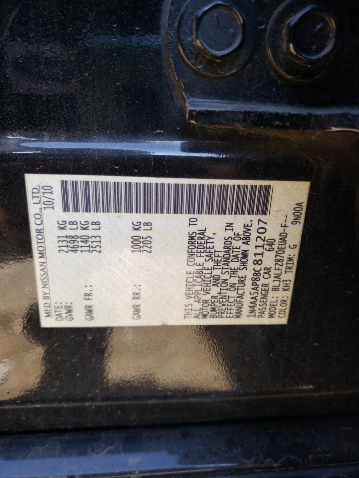 Photo 10 from auction – 2011 NISSAN MAXIMA S with VIN 1N4AA5AP8BC811207