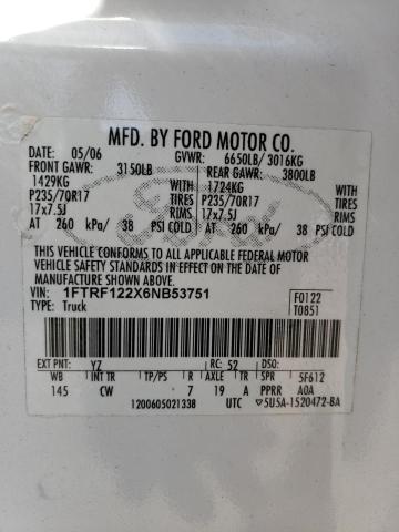 Photo 10 from auction – 2006 FORD F150 with VIN 1FTRF122X6NB53751