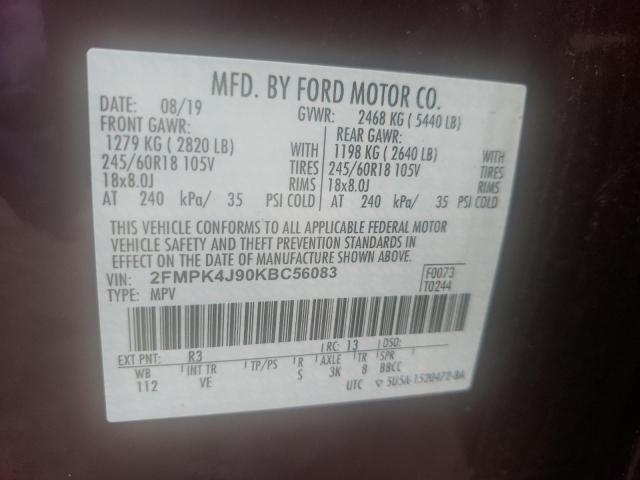 Photo 10 from auction – 2019 FORD EDGE SEL with VIN 2FMPK4J90KBC56083