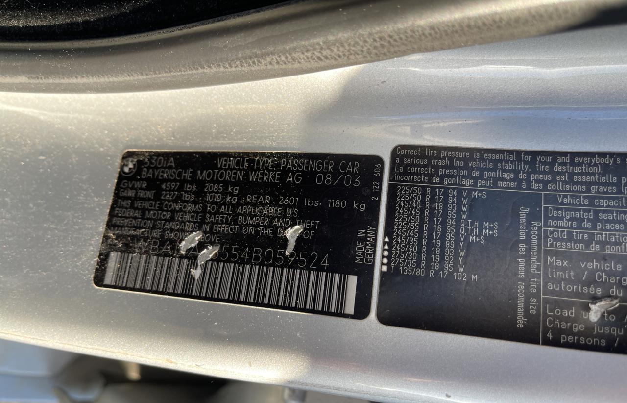 Photo 10 from auction – 2004 BMW 530 I with VIN WBANA73554B059524