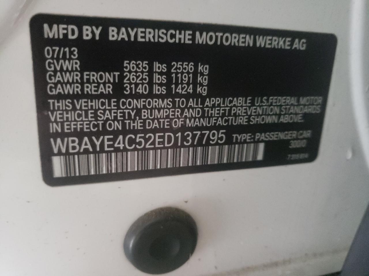 صورة رقم 10 من المزاد - 2014 BMW 740 LI مع VIN WBAYE4C52ED137795