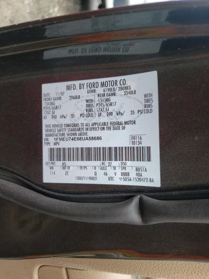 Photo 10 from auction – 2008 FORD EXPLORER E with VIN 1FMEU74E68UA58686