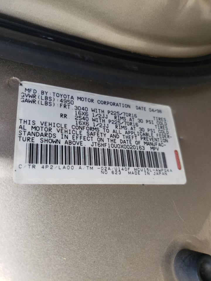 Photo 10 from auction – 1999 LEXUS RX 300 with VIN JT6HF10U0X0020163