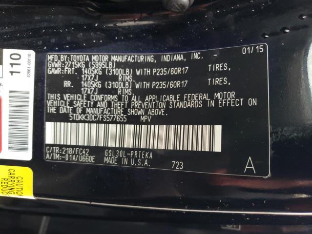 Photo 10 from auction – 2015 TOYOTA SIENNA LE with VIN 5TDKK3DC7FS577655