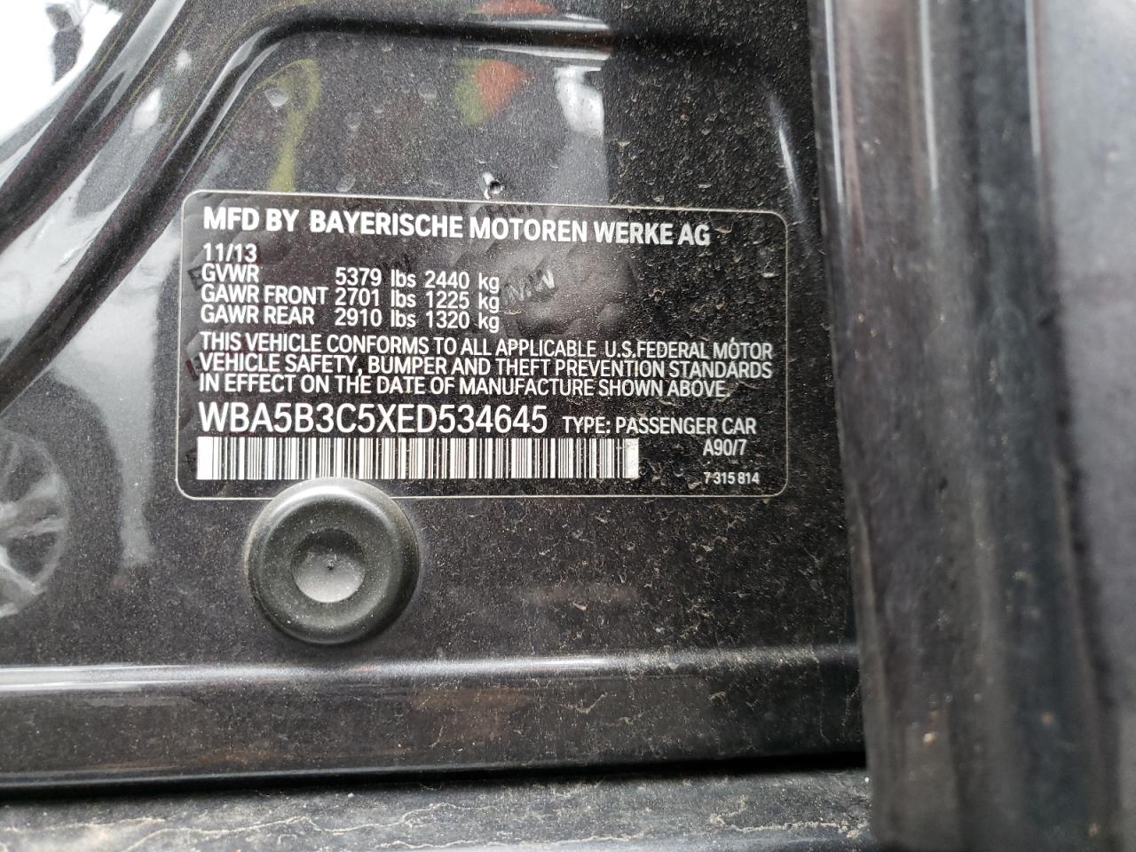 Foto 10 de la subasta – 2014 BMW 535 XI con VIN WBA5B3C5XED534645