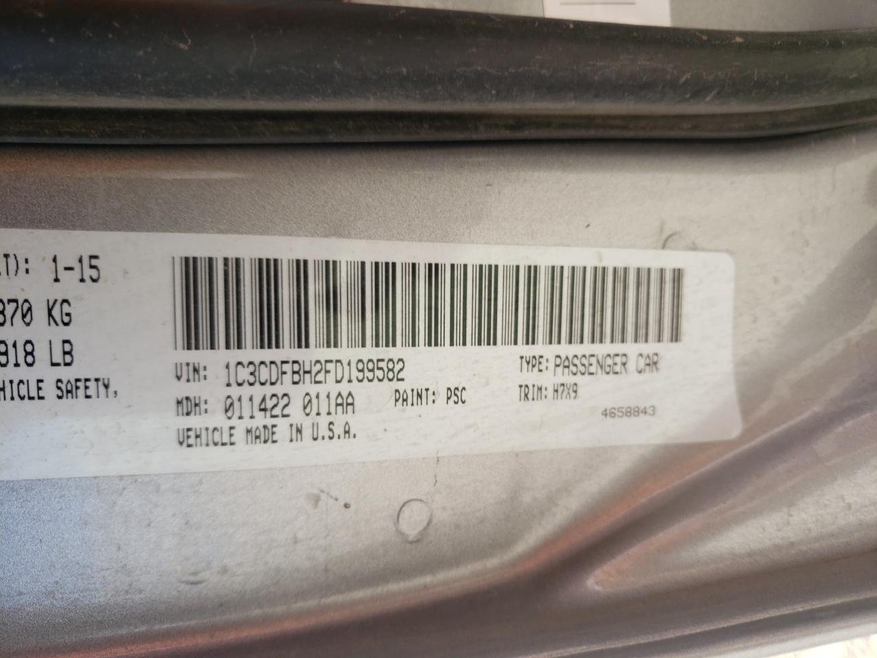 Photo 20 from auction – 2015 DODGE DART SXT with VIN 1C3CDFBH2FD199582