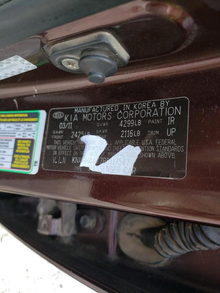 Photo 10 from auction – 2011 KIA OPTIMA EX with VIN KNAGN4A77B5117547