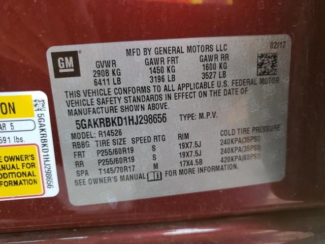 BUICK ENCLAVE 2017 with VIN 5GAKRBKD1HJ298656 - Photo from auction