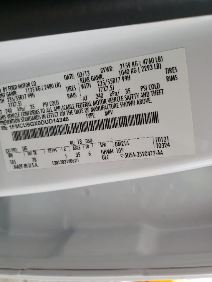Photo 10 from auction – 2013 FORD ESCAPE SE with VIN 1FMCU9GX0DUD14346