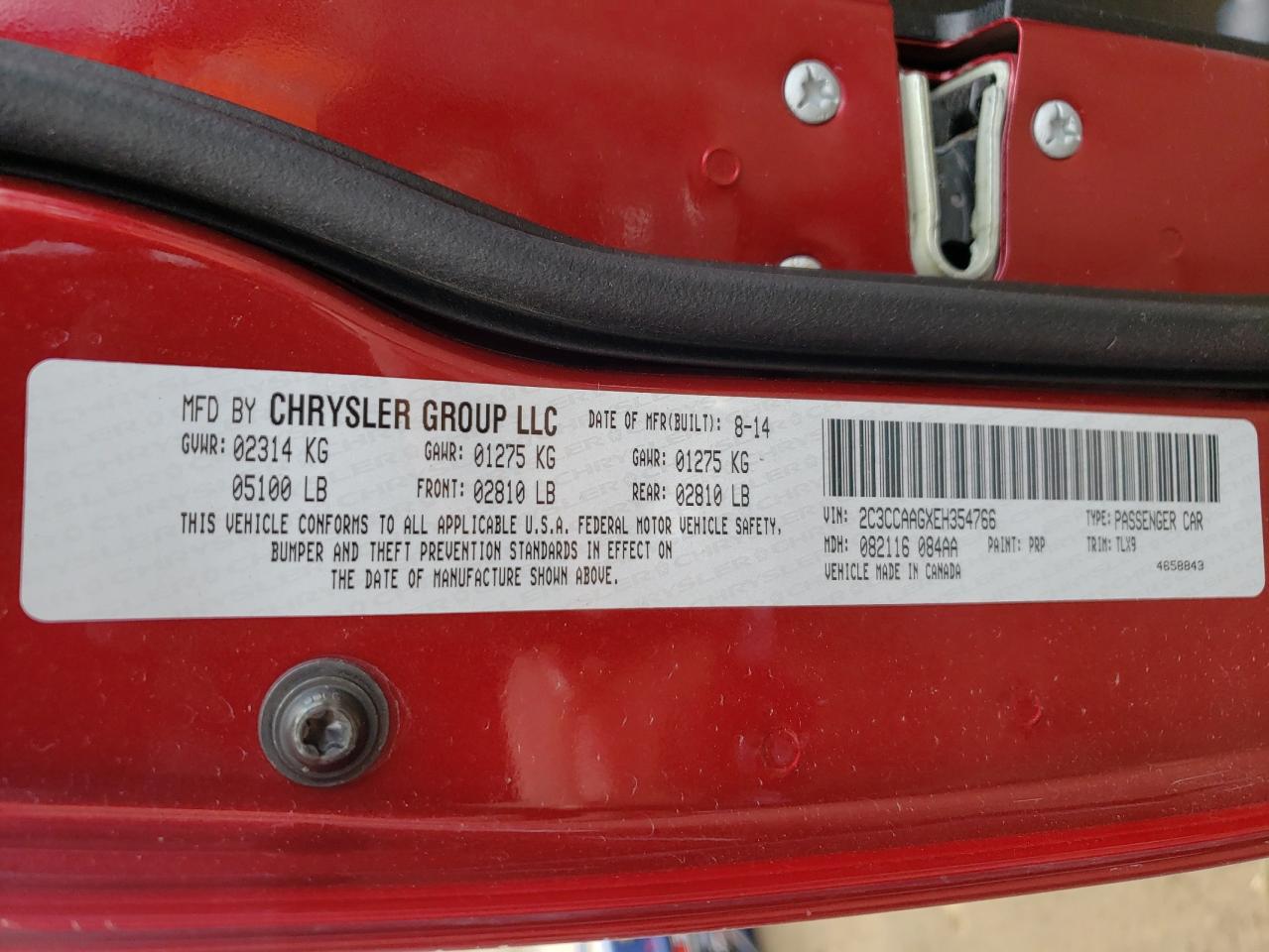 Photo 10 from auction – 2015 CHRYSLER 300 LIMITE with VIN 2C3CCAAGXEH354766