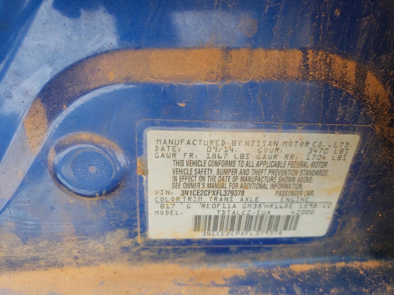 Photo 10 from auction – 2015 NISSAN VERSA NOTE with VIN 3N1CE2CPXFL379378