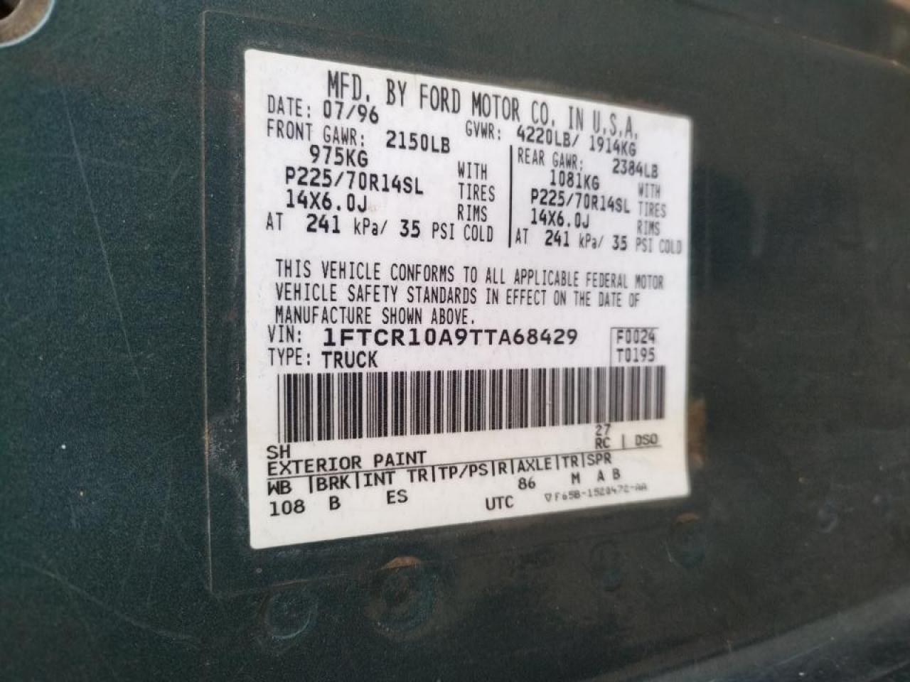 Photo 10 from auction – 1996 FORD RANGER with VIN 1FTCR10A9TTA68429