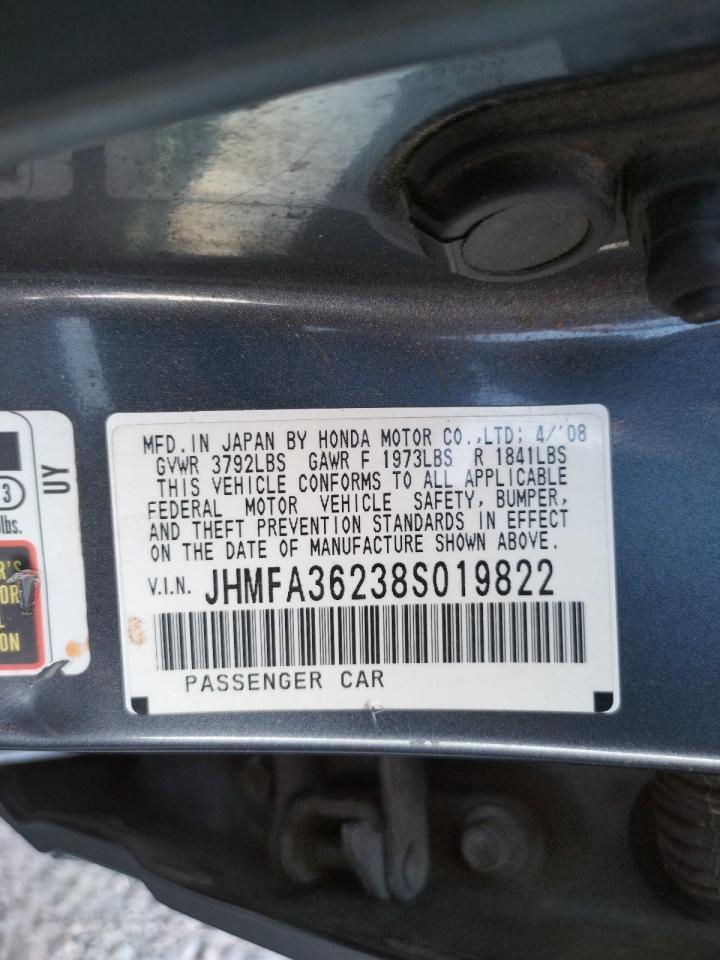 Photo 10 from auction – 2008 HONDA CIVIC HYBR with VIN JHMFA36238S019822