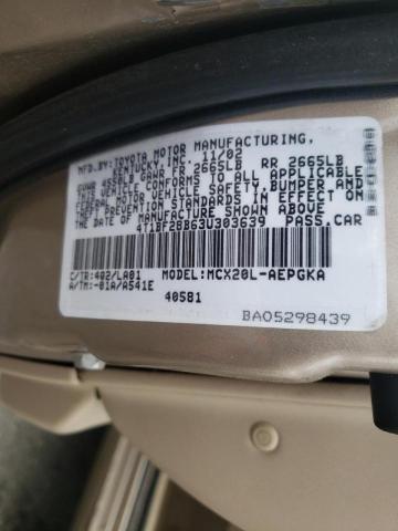 Photo 10 from auction – 2003 TOYOTA AVALON XL with VIN 4T1BF28B63U303639