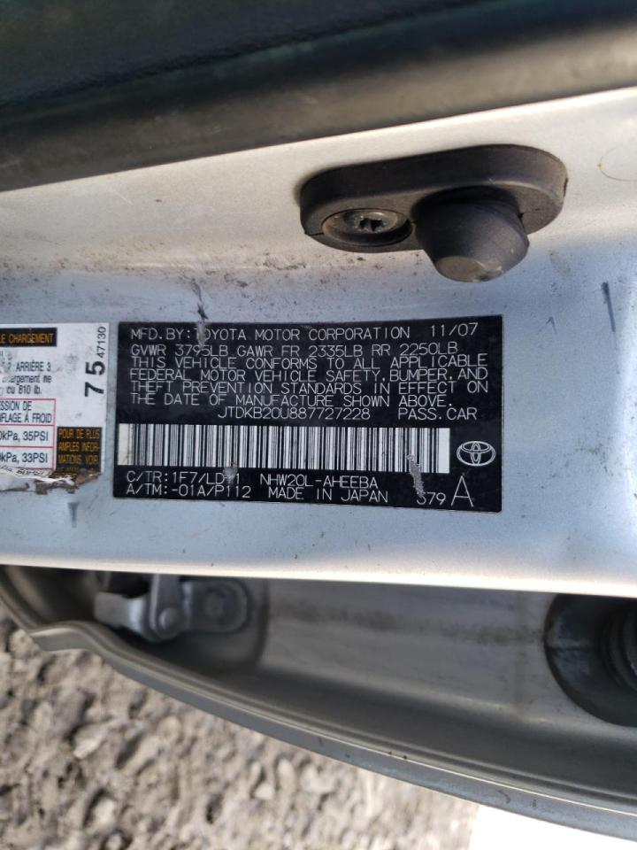 Photo 10 from auction – 2008 TOYOTA PRIUS with VIN JTDKB20U887727228