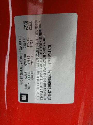 Photo 10 from auction – 2013 CHEVROLET CAMARO LT with VIN 2G1FC1E30D9185374