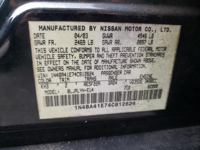 Photo 10 from auction – 2004 NISSAN MAXIMA SE with VIN 1N4BA41E74C812624