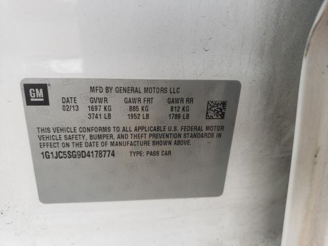 Photo 10 from auction – 2013 CHEVROLET SONIC LT with VIN 1G1JC5SG9D4178774