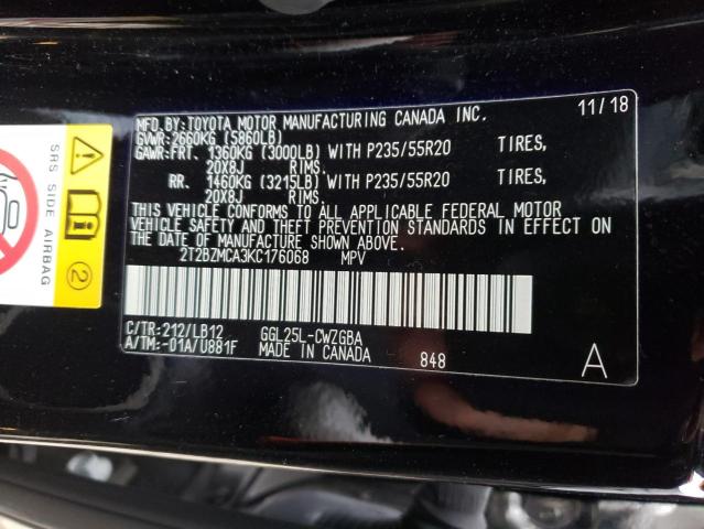 Photo 10 from auction – 2019 LEXUS RX 350 BAS with VIN 2T2BZMCA3KC176068