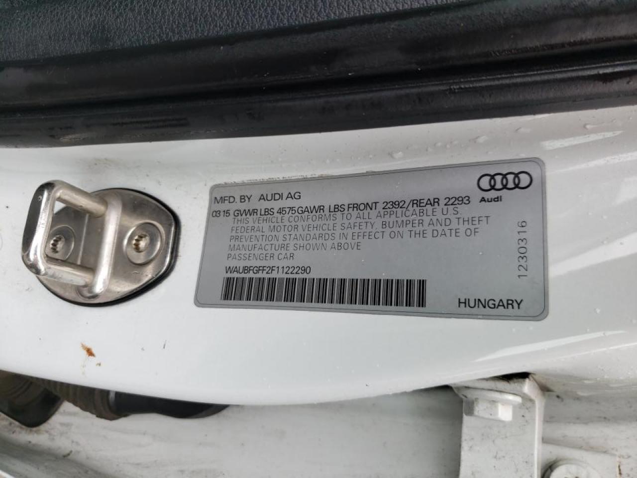 Photo 10 from auction – 2015 AUDI S3 PREMIUM with VIN WAUBFGFF2F1122290