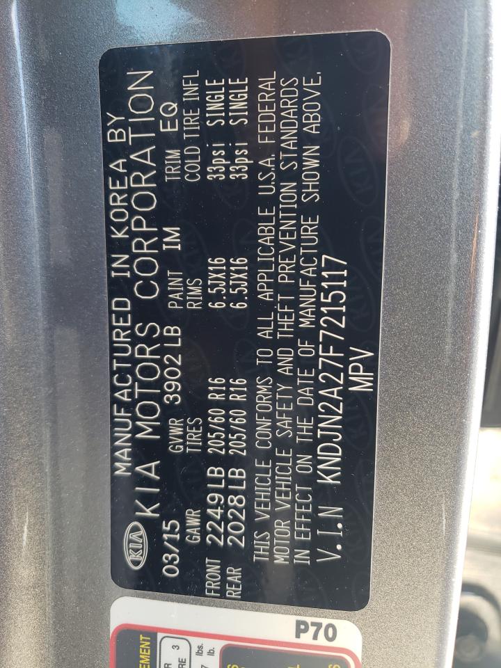 Photo 10 from auction – 2015 KIA SOUL with VIN KNDJN2A27F7215117