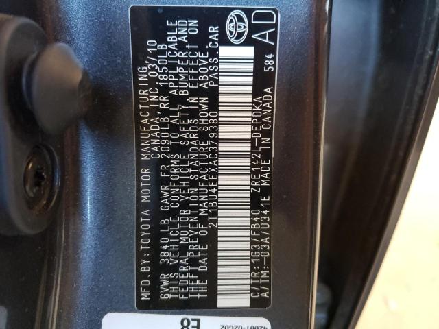 Photo 10 from auction – 2010 TOYOTA COROLLA BA with VIN 2T1BU4EEXAC379380