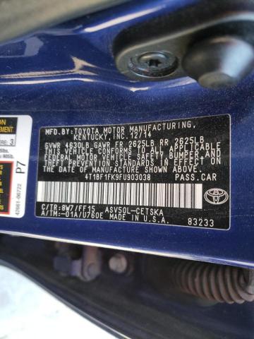 Photo 10 from auction – 2015 TOYOTA CAMRY LE with VIN 4T1BF1FK9FU903038
