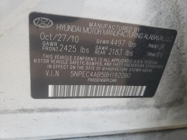 Photo 10 from auction – 2011 HYUNDAI SONATA SE with VIN 5NPEC4AB5BH192090