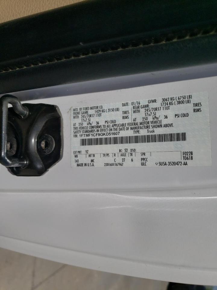 Photo 10 from auction – 2016 FORD F150 with VIN 1FTMF1CF9GKD51607