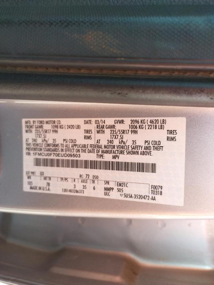 Photo 10 from auction – 2014 FORD ESCAPE S with VIN 1FMCU0F70EUD09503