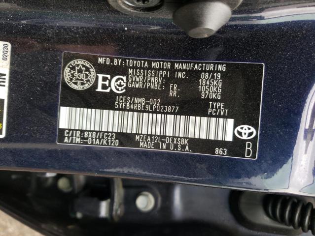 Photo 10 from auction – 2020 TOYOTA COROLLA SE with VIN 5YFB4RBE9LP023877