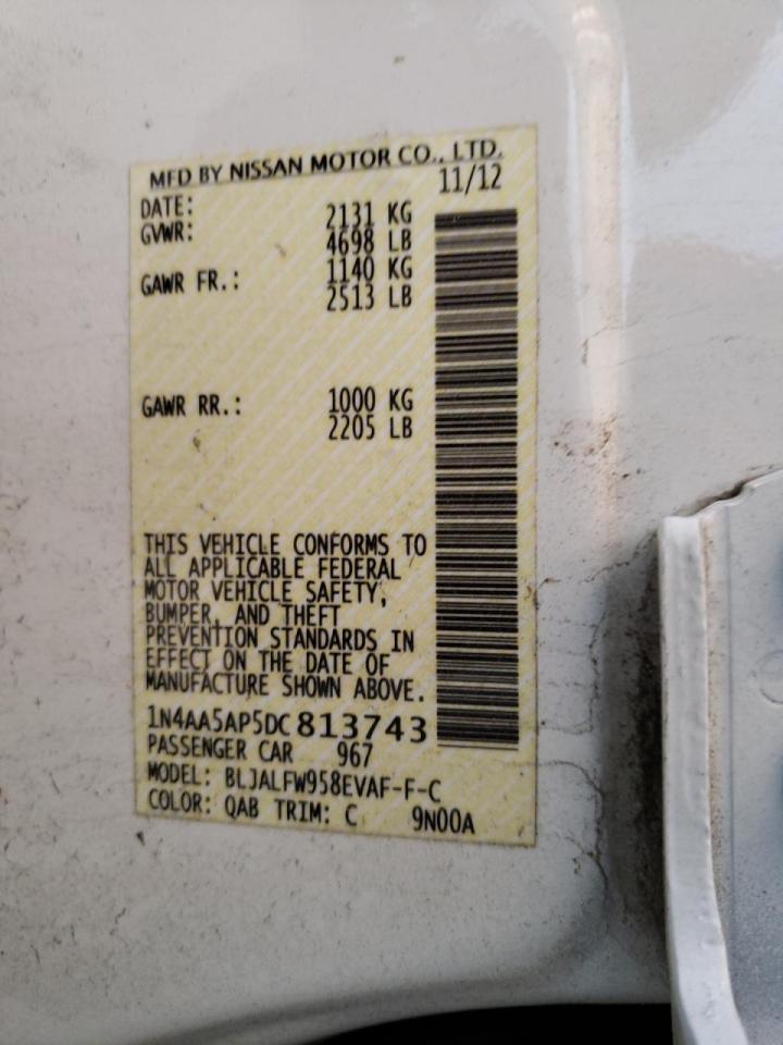 Photo 10 from auction – 2013 NISSAN MAXIMA S with VIN 1N4AA5AP5DC813743