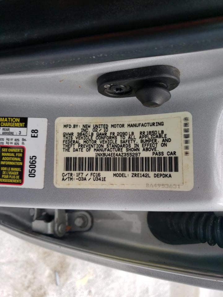 Photo 10 from auction – 2010 TOYOTA COROLLA BA with VIN 1NXBU4EE4AZ355297