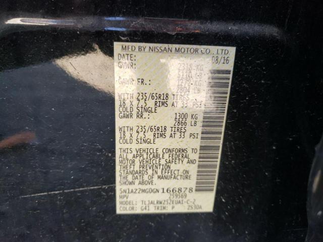 Photo 10 from auction – 2016 NISSAN MURANO S with VIN 5N1AZ2MG0GN166878