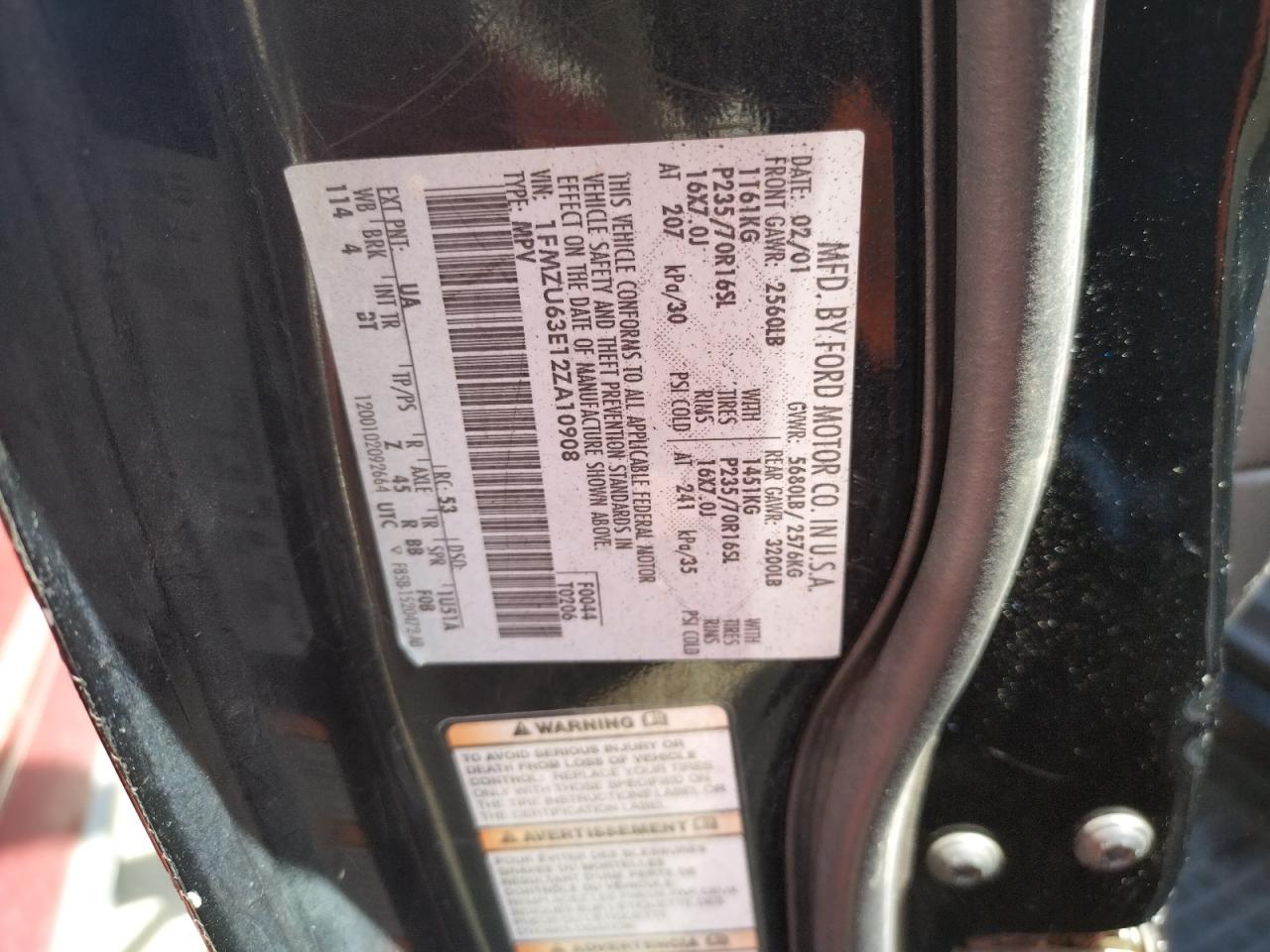 Photo 10 from auction – 2002 FORD EXPLORER X with VIN 1FMZU63E12ZA10908