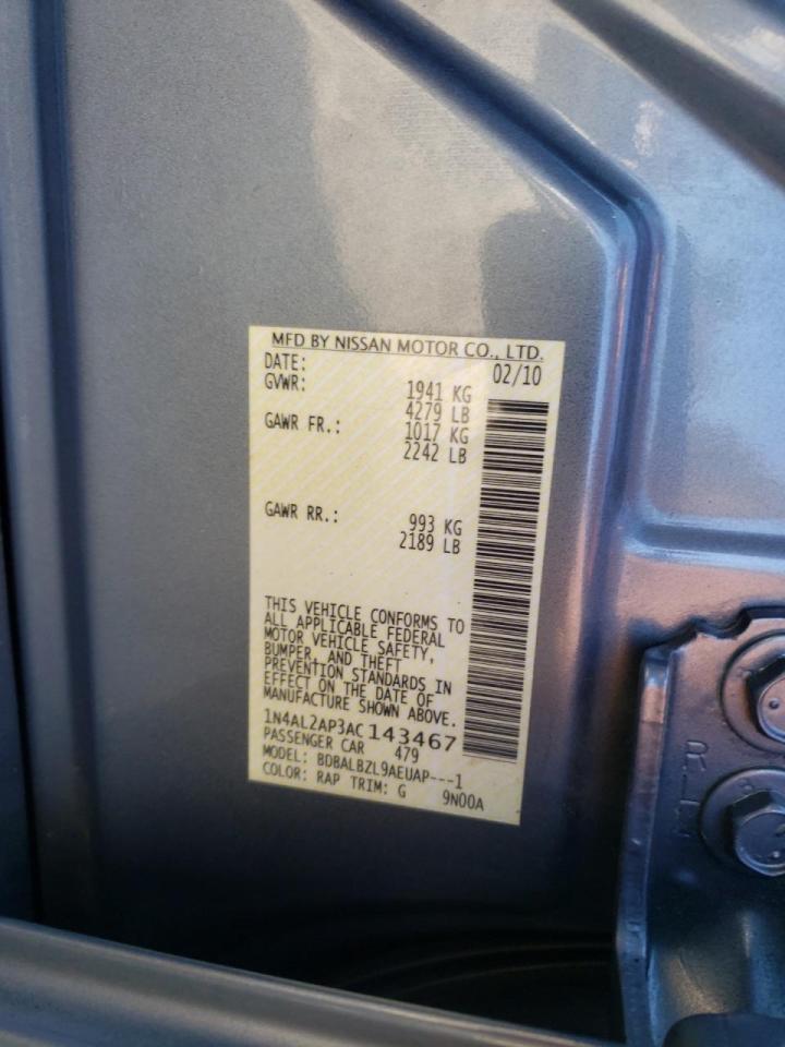 Photo 10 from auction – 2010 NISSAN ALTIMA BAS with VIN 1N4AL2AP3AC143467