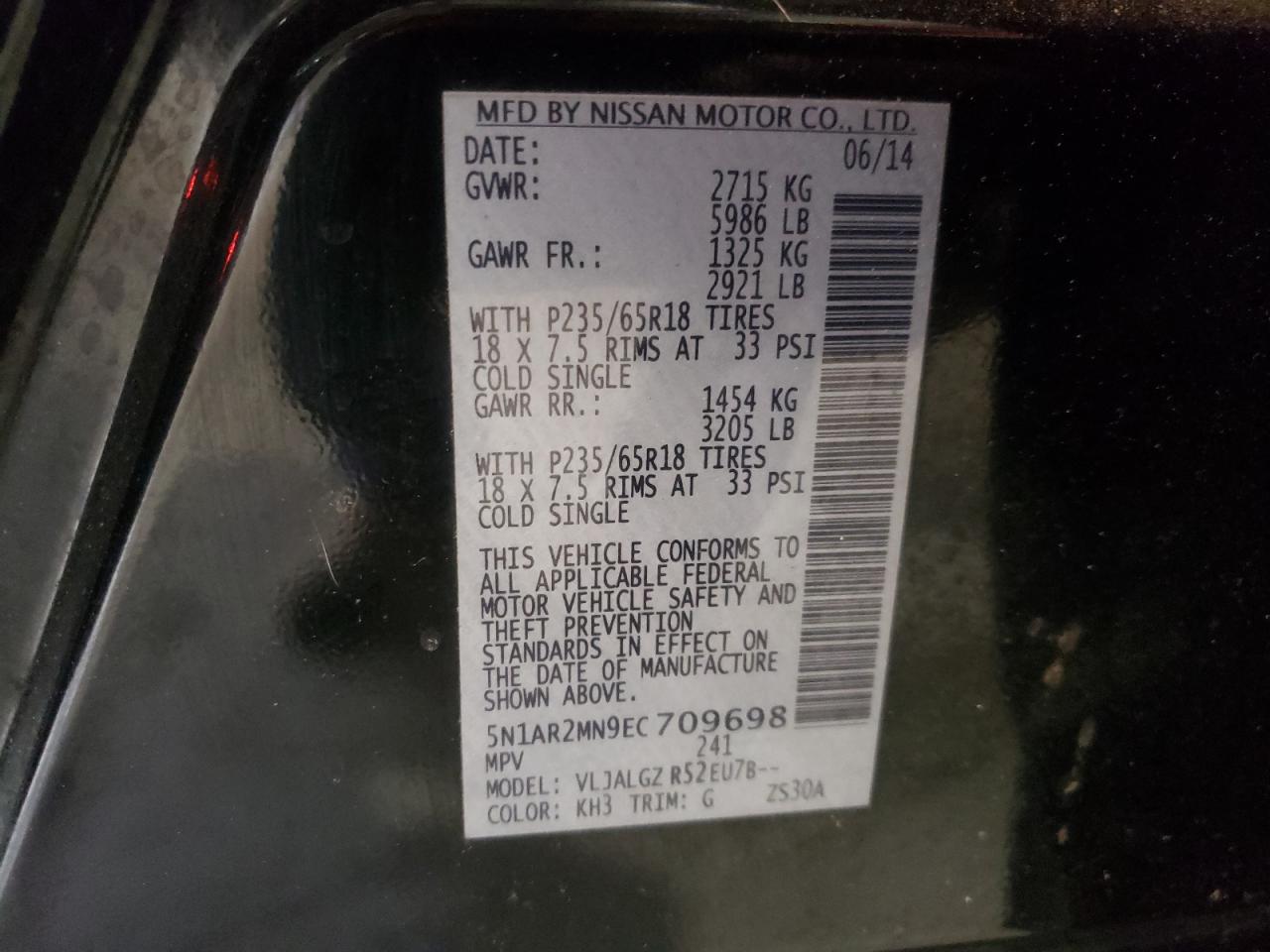 Photo 10 from auction – 2014 NISSAN PATHFINDER with VIN 5N1AR2MN9EC709698