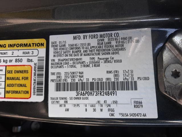 Photo 10 from auction – 2015 FORD FUSION SE with VIN 3FA6P0H73FR248491