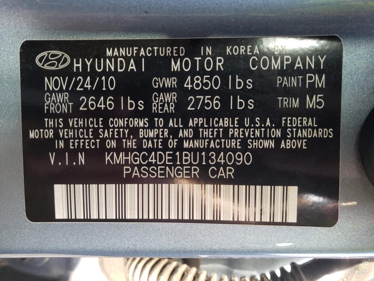 Photo 10 from auction – 2011 HYUNDAI GENESIS 3. with VIN KMHGC4DE1BU134090