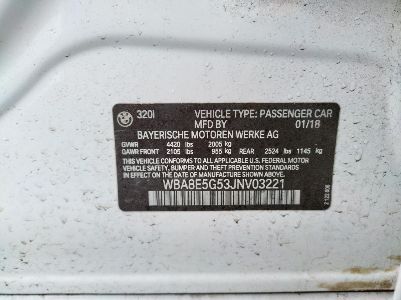 Foto 10 de la subasta – 2018 BMW 320 XI con VIN WBA8E5G53JNV03221