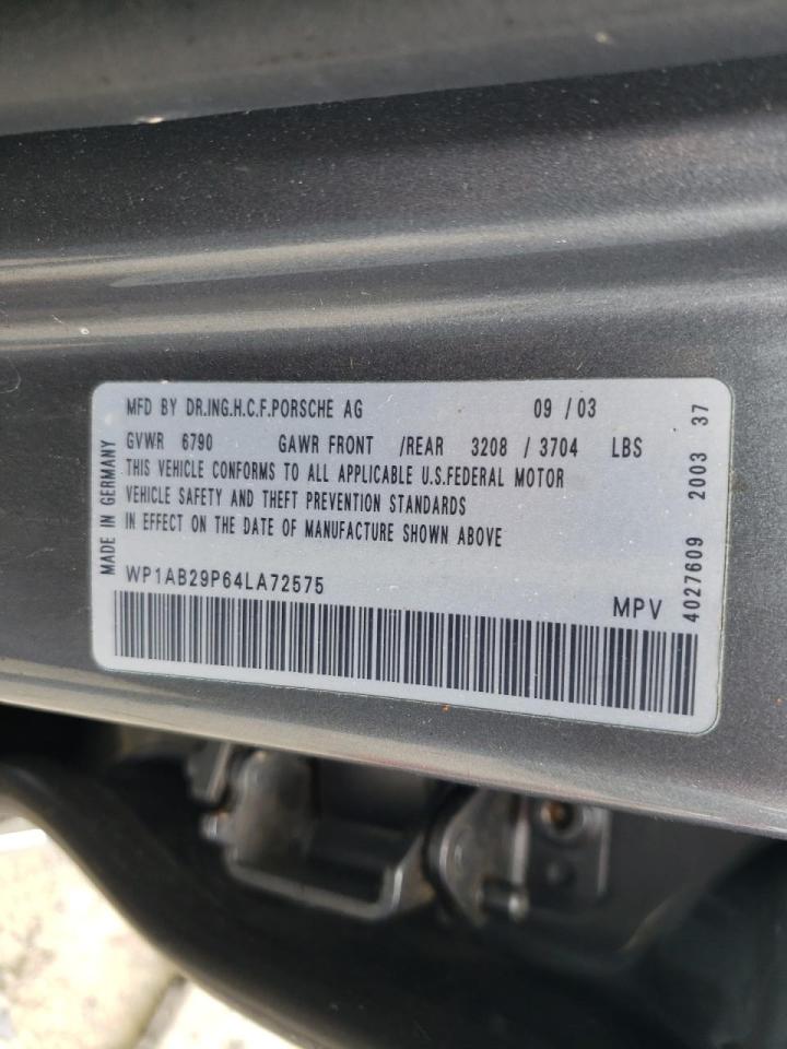 Photo 10 from auction – 2004 PORSCHE CAYENNE S with VIN WP1AB29P64LA72575