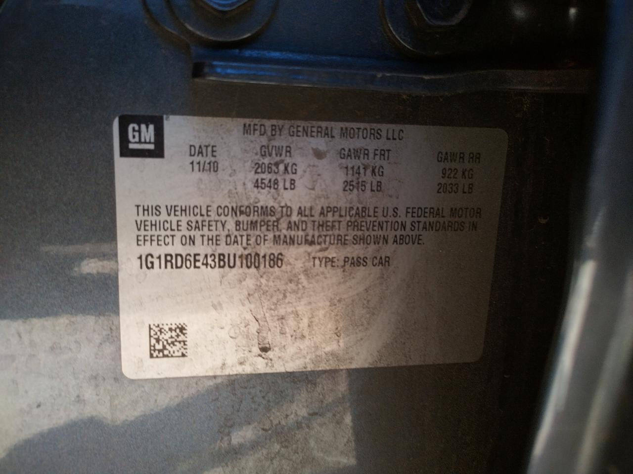Photo 10 from auction – 2011 CHEVROLET VOLT with VIN 1G1RD6E43BU100186