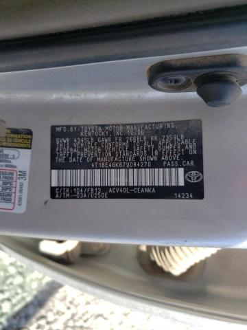Photo 10 from auction – 2007 TOYOTA CAMRY with VIN 4T1BE46K67U084270