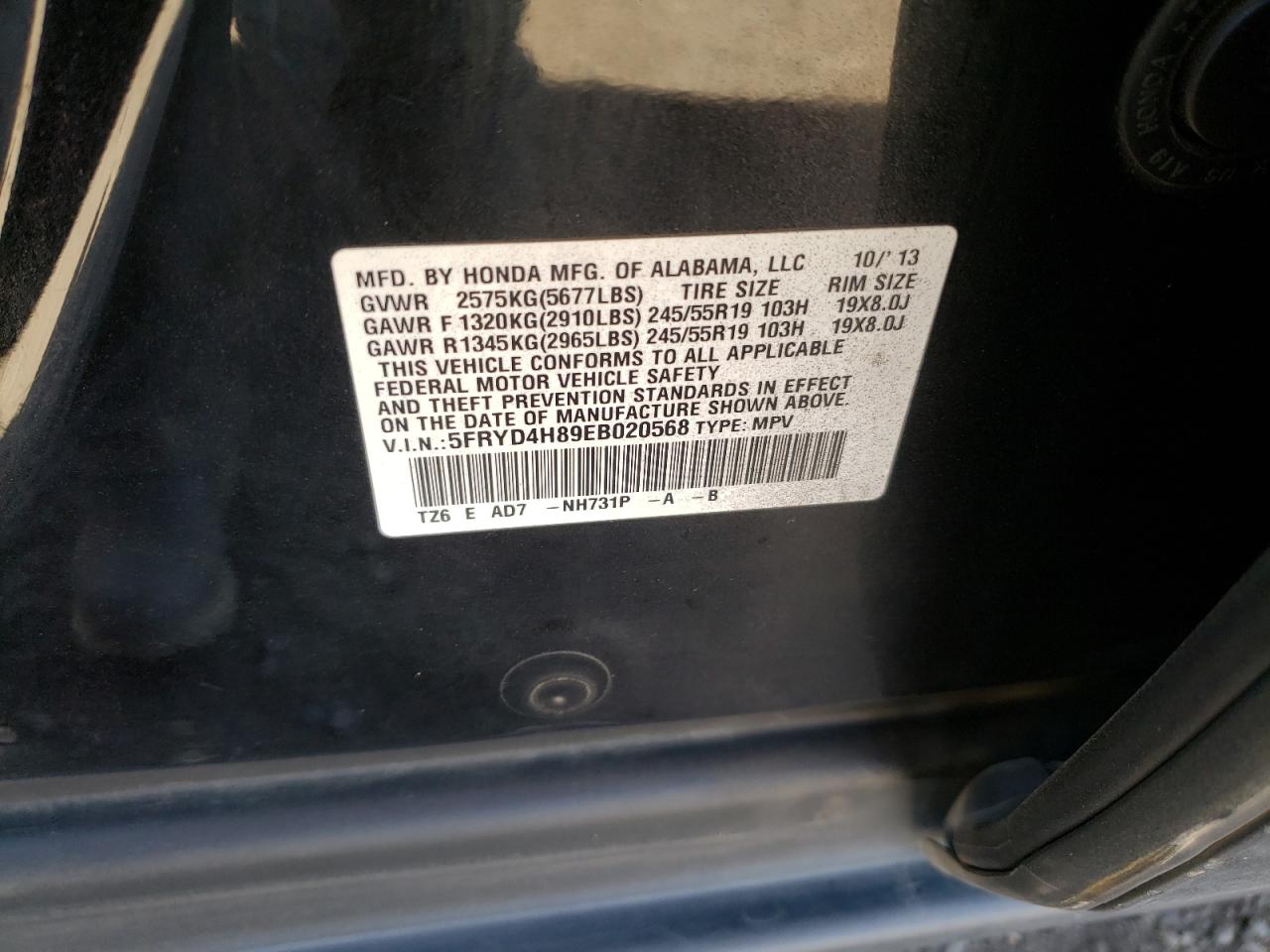 Photo 10 from auction – 2014 ACURA MDX ADVANC with VIN 5FRYD4H89EB020568
