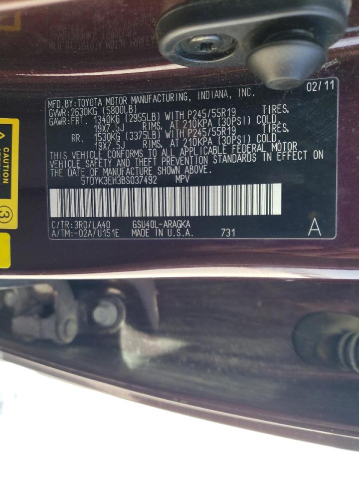 Photo 10 from auction – 2011 TOYOTA HIGHLANDER with VIN 5TDYK3EH3BS037492