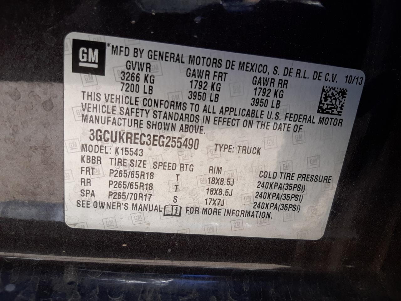 Photo 10 from auction – 2014 CHEVROLET SILVERADO with VIN 3GCUKREC3EG255490