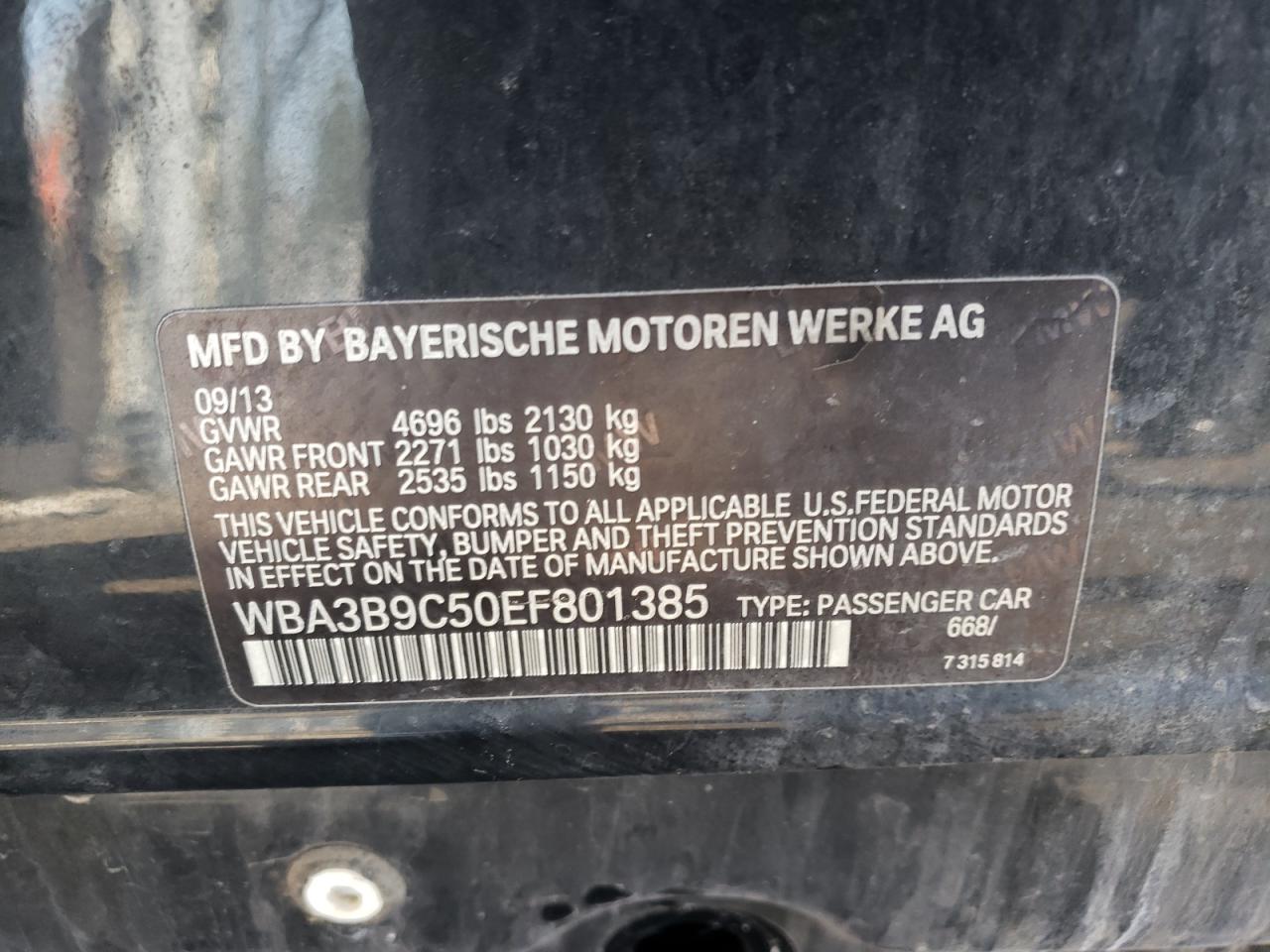 Photo 10 from auction – 2014 BMW 335 XI with VIN WBA3B9C50EF801385