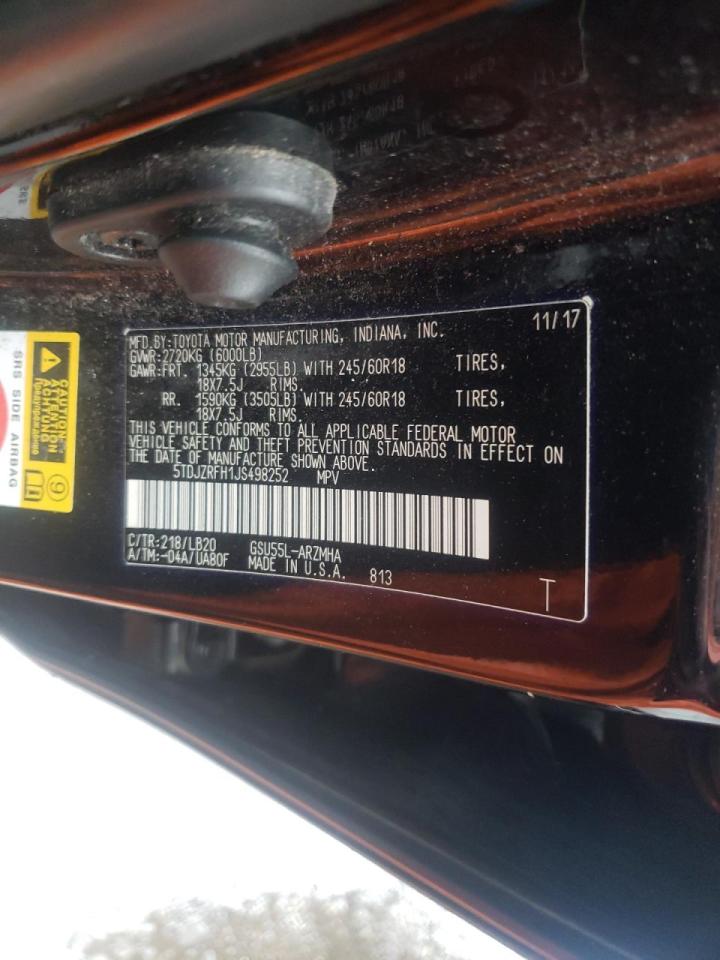صورة رقم 10 من المزاد - 2018 TOYOTA HIGHLANDER مع VIN 5TDJZRFH1JS498252